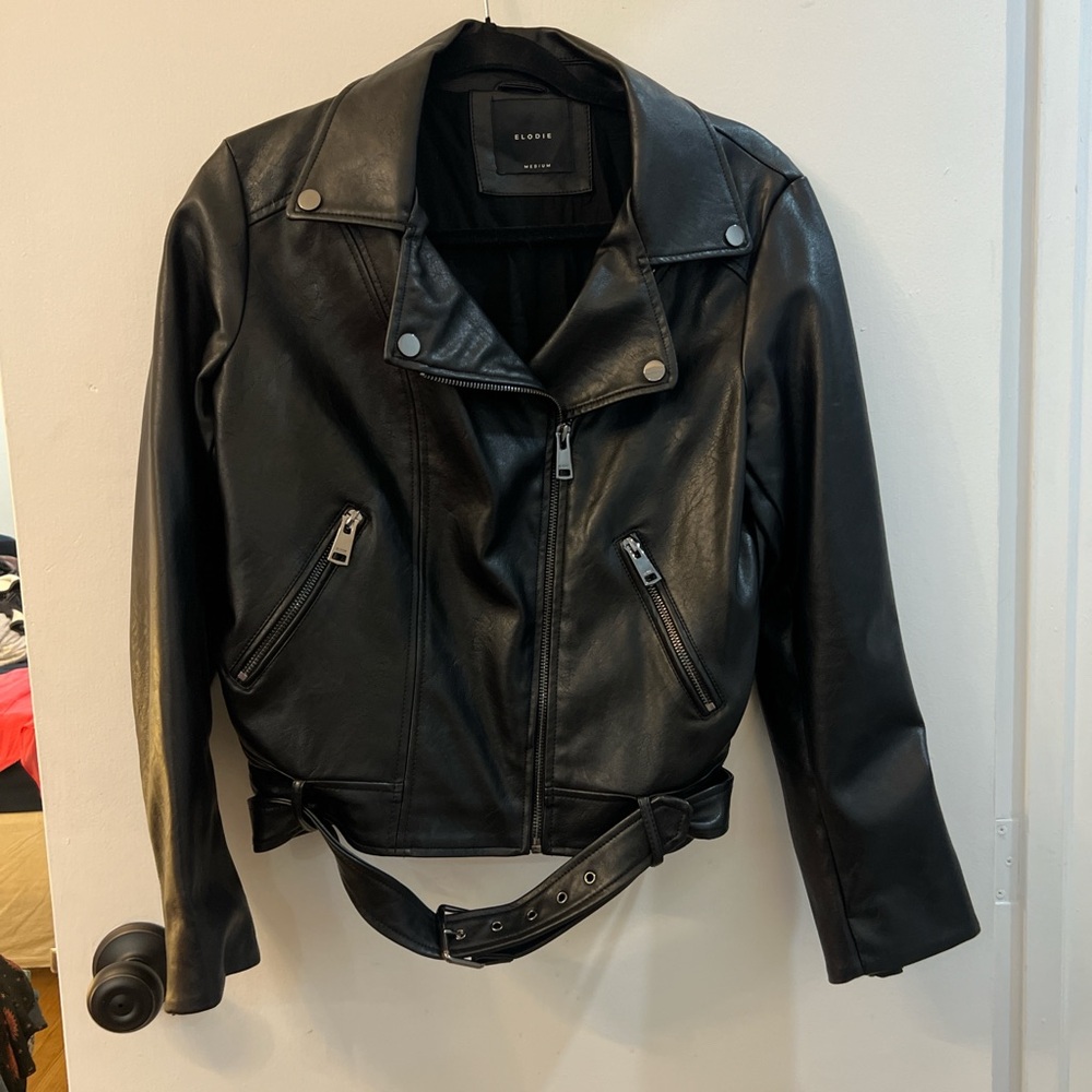 Elodie Black Leather Moto Jacket